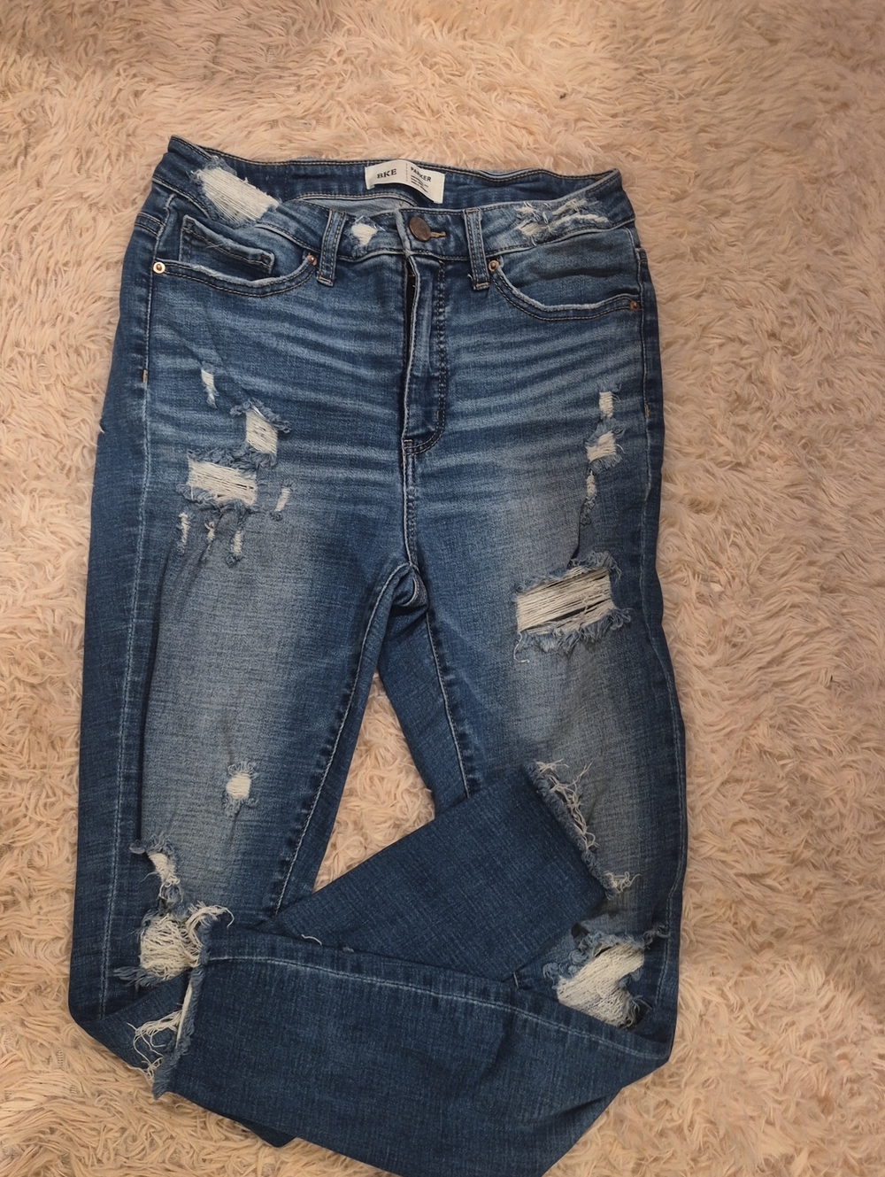 BKE Distressed Skinny Jeans in Blue Wash